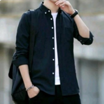 men's plain long sleeve cotton shirt